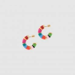 Kat Maconie New Arrivals Candy Cane Stud Medium Hoop Earrings